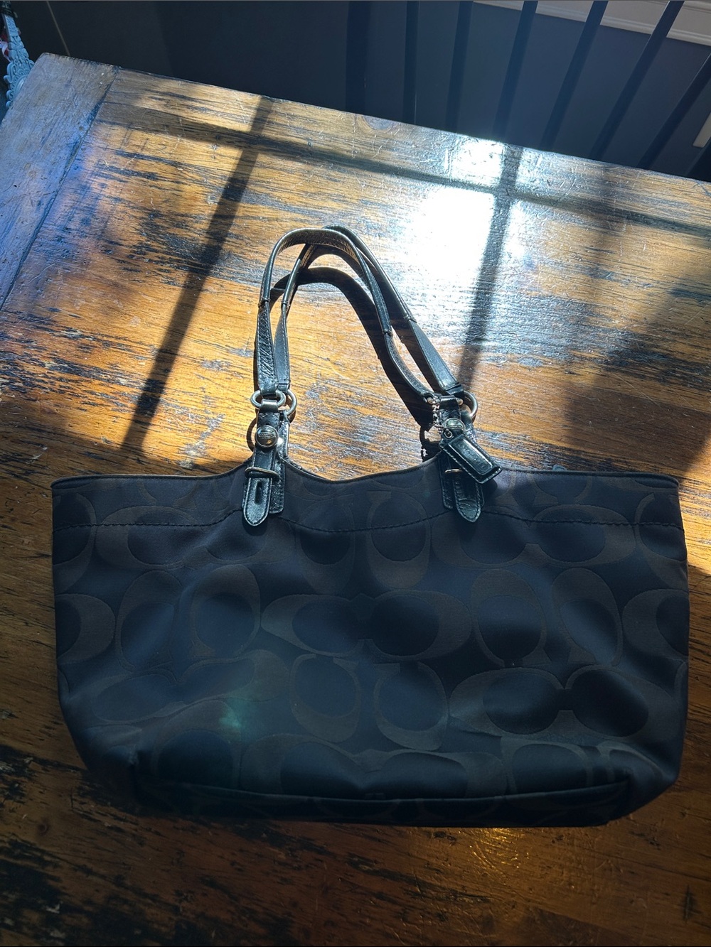 Coach Black Signature Shoulder Tote